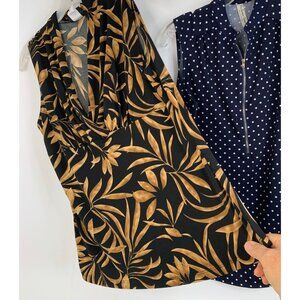 Lot of 2 Tops Perception +  JKLA SL Tunic Size L Dot and Tropical Resort 8839